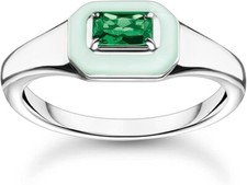 THOMAS SABO Damen Ring mit grünem Stein Silber 925 Sterlingsilber, Kaltemail TR