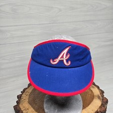 Vintage Atlanta Braves 1980s MLB Visor Hat Cap Red White Blue OSFA