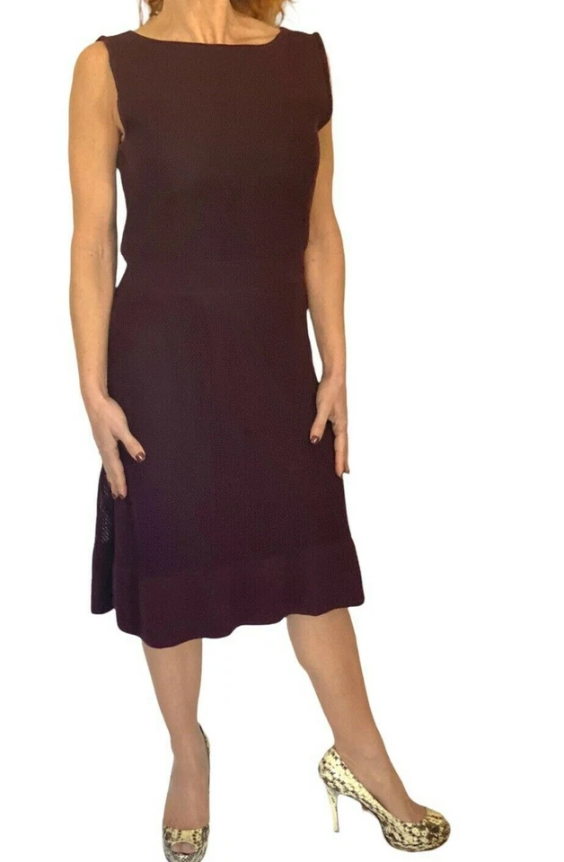 Barneys New York Taste Luxury Humor Raisin Sleeveless Wool Mesh Knit Dress M - Image 4 of 4
