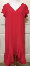 NWT Adrianna Papell size 8 hot tomatoe red cap sleeve high low dress