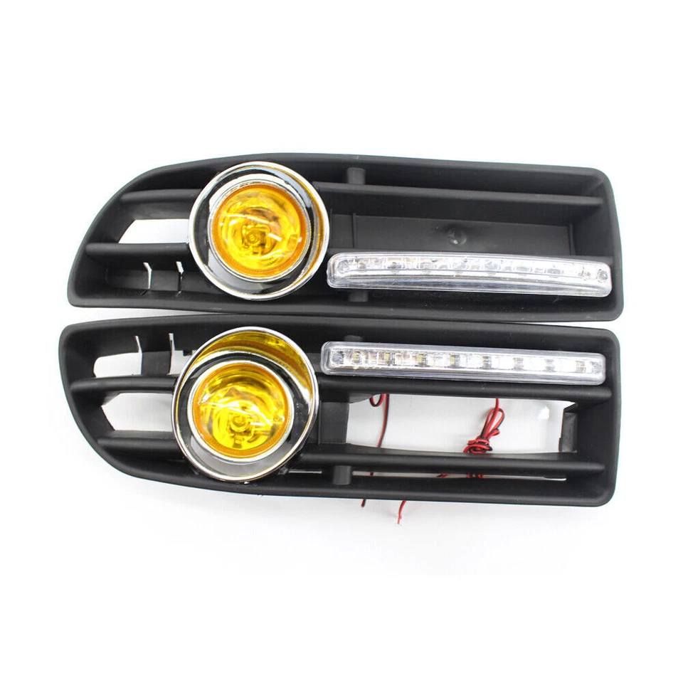 Решетка галогенные противотуманные фары лампа подходит для VW JETTA BORA 99-04 LED DRL желтый объектив - Изображение 2 из 4