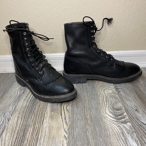 Ariat Black Leather Combat Work Boots 