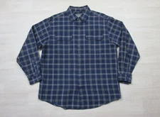 Vintage LL Bean Shirt (L) Chamois Flannel Blue Check Plaid Heavy Duty EUC Y2K