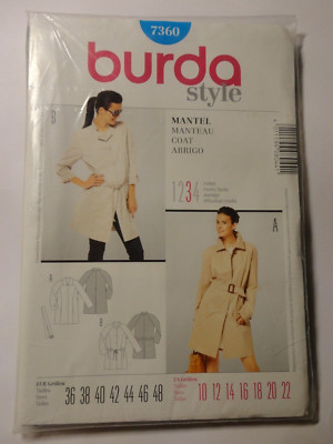 Burda 7360 Schnittmuster Mantel Grösse 36 bis 48