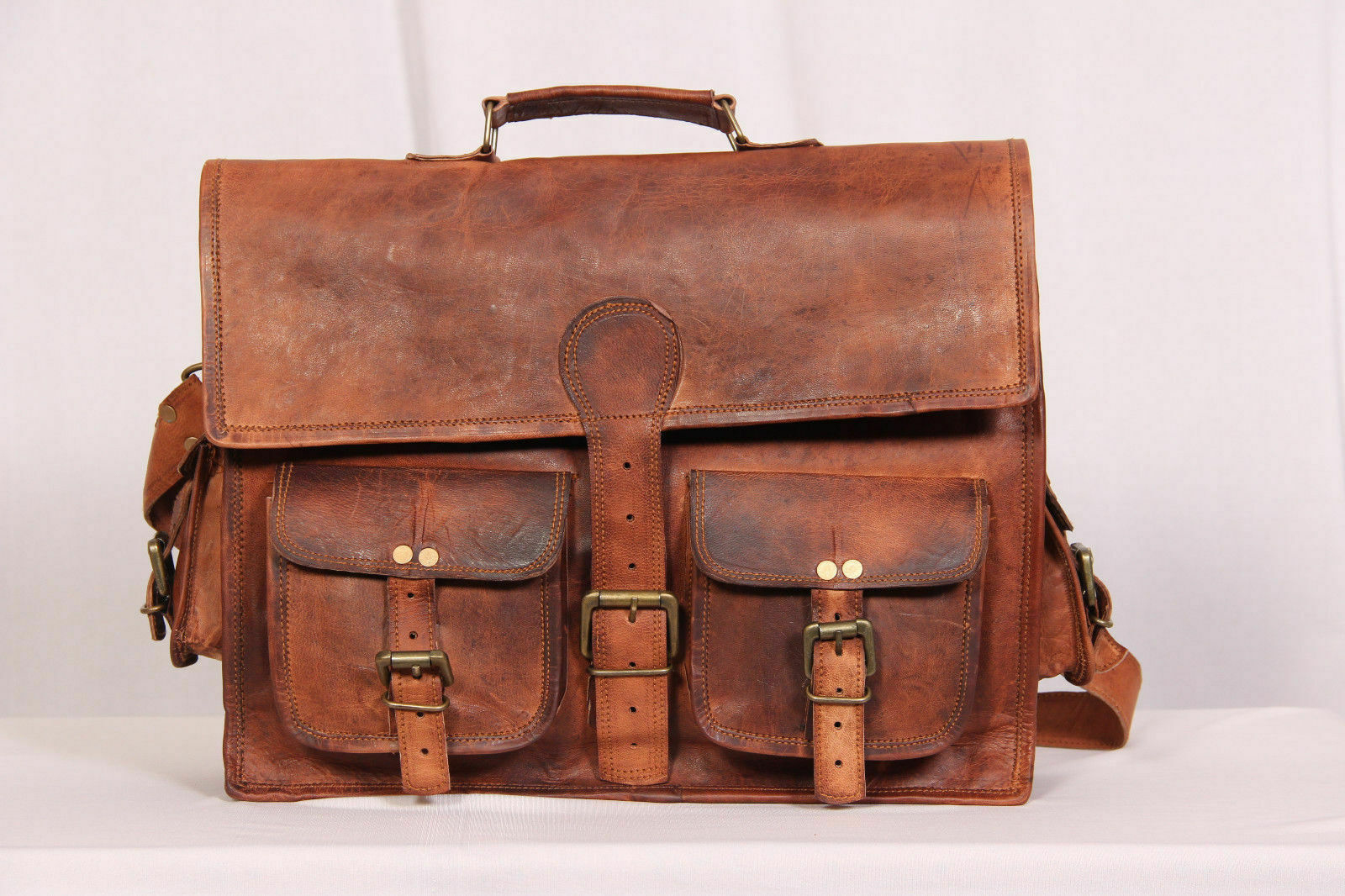 Handmade Leather Messenger Bag for Laptop - Stylish Unisex Shoulder Case