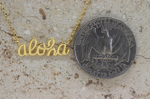 18K Gold Plated Dainty Handwritten “Aloha” Necklace - Bild 5 von 7
