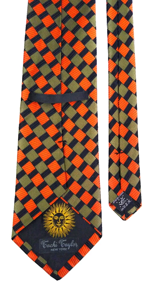 Corbata Tachi Taylor 100% Seda Rayas Diagonales Diamantes Hecha en EE. UU. 60" Foto 3 de 4