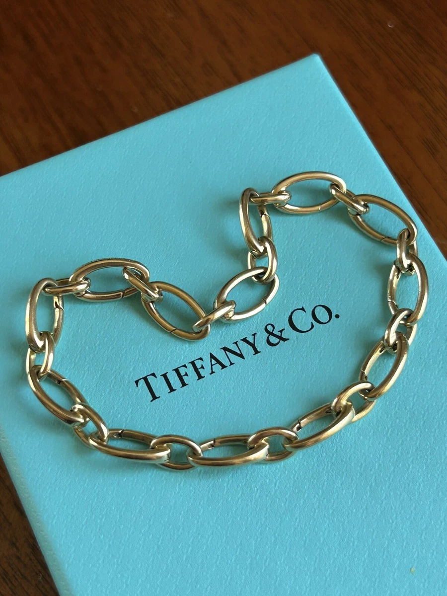 Tiffany Co 18K Yellow Gold Clasp Clasping Link Charm Bracelet 16 Grams