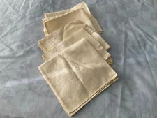 5 VINTAGE Brocade Light Yellow/Cream Colored  Napkins NICHIBO  JAPAN UNUSED