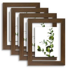 8.5x11 Floating Picture Frame Brown Wood Pressed Flower Any Photo 4 Pack
