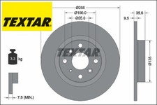 2x Bremsscheibe TEXTAR 92338203 2 Bremsscheiben Hinterachse Hinten für Mazda