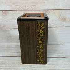 Vintage Kromex Flour Sugar Coffee Canister Copper Lid Wood Grain 1960s 60s MCM
