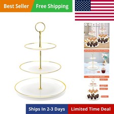3 Tier Cupcake Stand, Plastic Tiered Serving Stand, Dessert Tower Tray for Te...