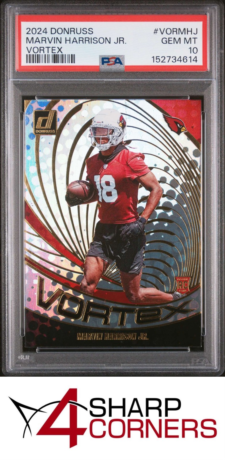 2024 PANINI DONRUSS VORTEX #VORMHJ MARVIN HARRISON JR. RC PSA 10 view 1