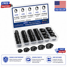 42PCS Black Stainless Steel Hose Clamps Assortment Kit,Metal Adjustable 1/4''  