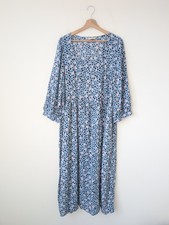 Sugarhill Brighton Blue Heart Spotted Print Blouson Sleeve Midi Dress Size 18