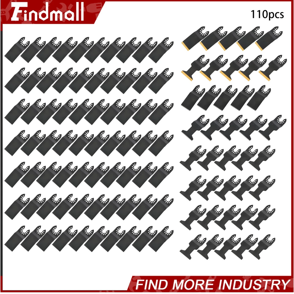 Findmall 110 piezas 6 tipos hojas de sierra oscilante hojas multiherramienta para metal blando Foto 2 de 4
