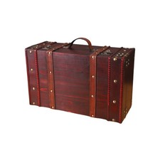 Wooden Storage Suitcase Retro Storage Chest with Handle Distressed