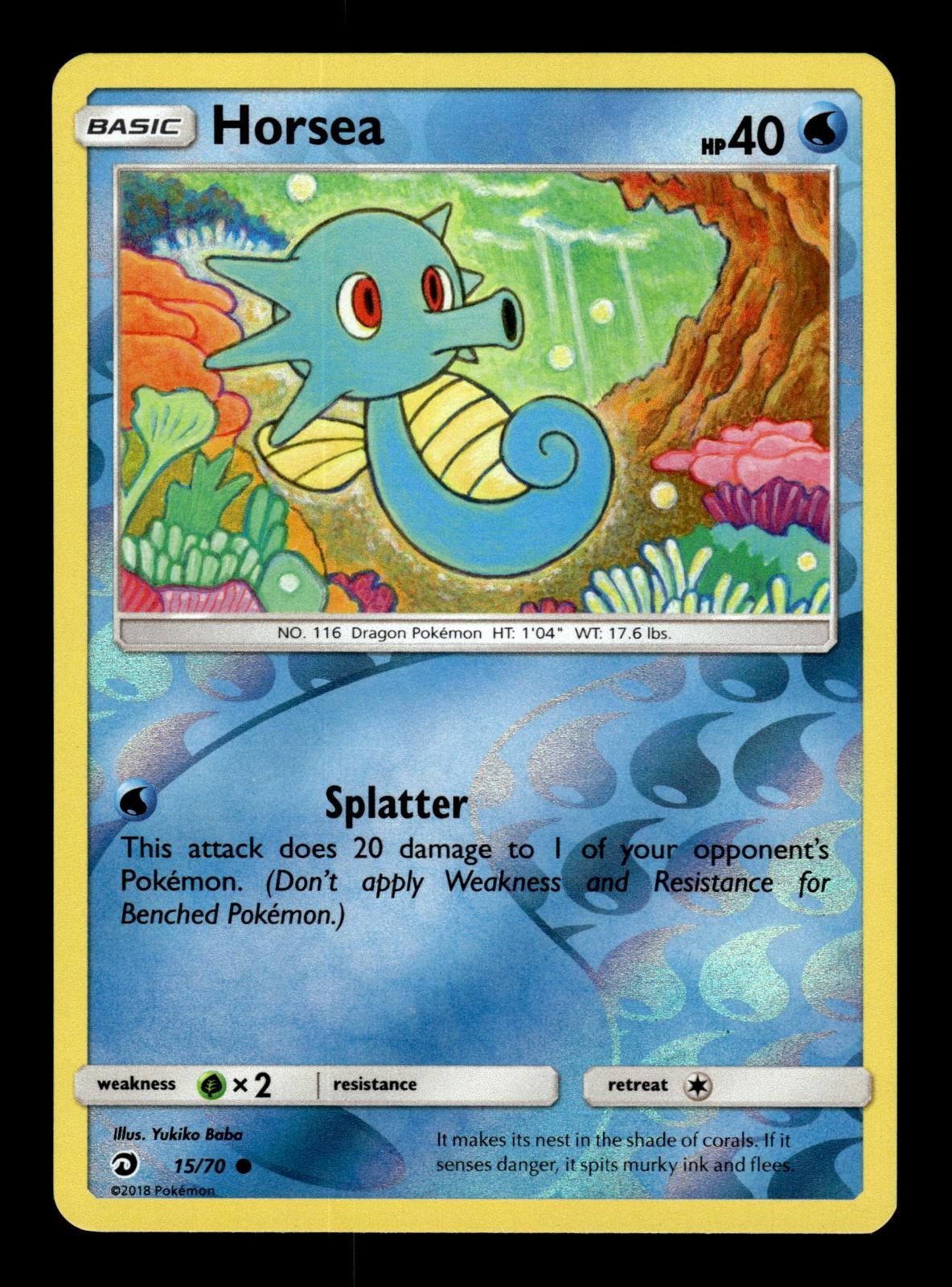 Horsea 15/70 Common Dragon Majesty Pokemon Reverse Holo Near Mint