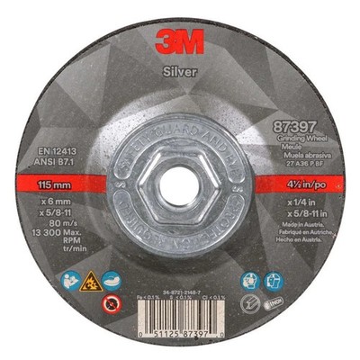 3M 87397 4.5'' Grinding Disk T27 Quick Change 5/8-11 Threaded Arbor (10 PACK)