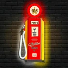 Vintage Gas Pump Neon Sign – Retro LED Garage Wall Decor, Dimmable Neon Li
