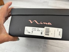 Nina Black Glitter Strappy Peep Toe Stiletto Leather Heels Ankle Strap 7M