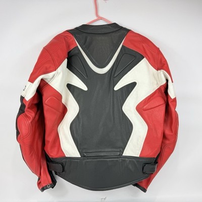 Joe Rocket Mens Black Red Leather Motorcycle Jacket 46 Heavyweight