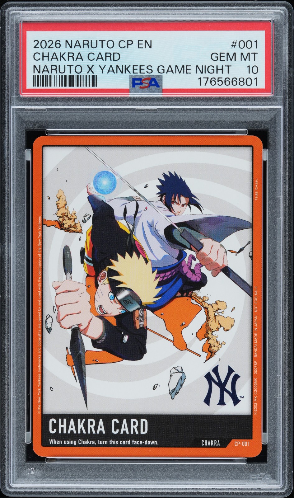 2026 NARUTO CP-CHAKRA PROMOS NARUTO X YANKEES GAME NIGHT #001 CHAKRA CARD PSA 10