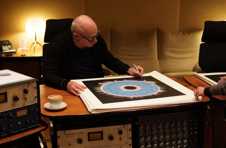 Mark Knopfler Signed Money For Nothing Framed Canvas Sound Wave Art Dire Straits - Image 4 of 4