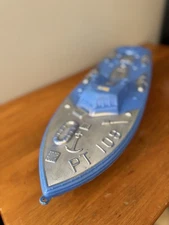 EMPIRE PLASTICS 1960s J.F.K. PT-109 BLUE BLOW MOLD TOY BOAT - RARE! 