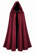 UQJE Medieval Cloak with Hood, Renaissance Halloween One Size, Burgundy