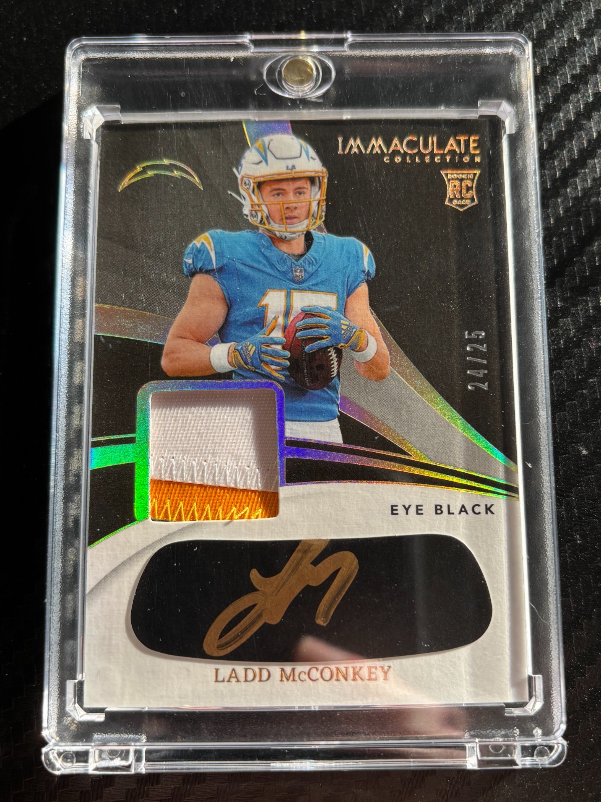 2024 Immaculate Collection, Ladd McConkey Gold Eye Black RPA /25 - Chargers