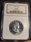1957 Franklin Half Dollar 50c NGC PF68 Silver Coin PROOF STUNNING