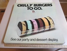 Baskin Robbins ice cream 1972 CHILLY BURGERS sandwich cookie store sign 1BLK