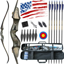 50lbs Takedown Archery 62" Recurve Bow Set Traditional Huntin Bow 30lb 40lb wood