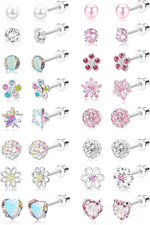 16 Pairs Hypoallergenic Earrings for Girls Kids Women Surgical Stainless Steel E