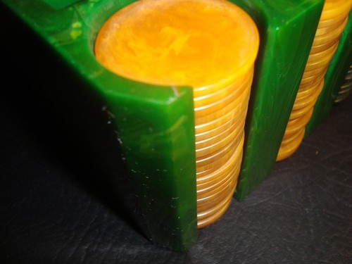 Circa 1930s Catalin Green Chip Rack w/200 Catalin Chips - Picture 6 of 7
