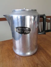 Vintage Aluminum Coffee Pot  20 Cup Percolator Missing LID - parts ONLY