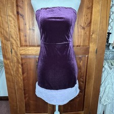 Urban Outfitters Strapless Velvet Faux Fur Mini Dress Purple Fairy Grunge SZ M