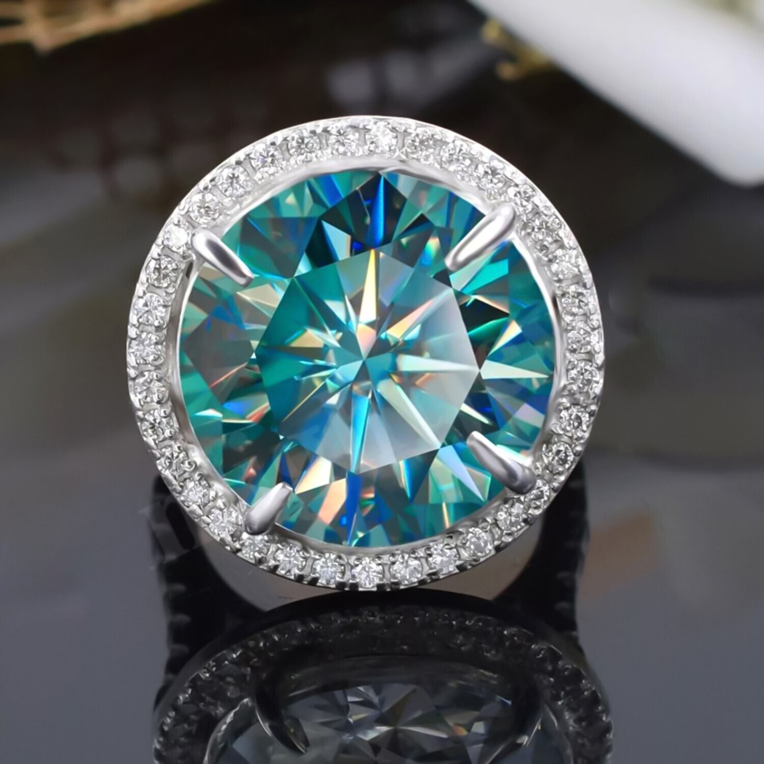 9.00 Ct Blue Diamond Solitaire Ring in 925 Silver Certified Bold Luxury