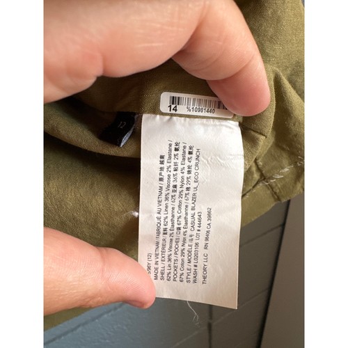 Women's Theory Casual Linen Modele Blazer UL Eco Crunch Cotton Stretch size 12 - Picture 5 of 5