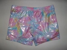 Girls 10-12 spandex gymnastics dance shorts sparkle pastel ombre nip tween