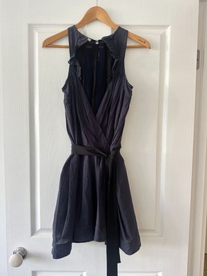 Vanessa Bruno Navy Cotton & Linen Belted Dress - Size: 36/Small 