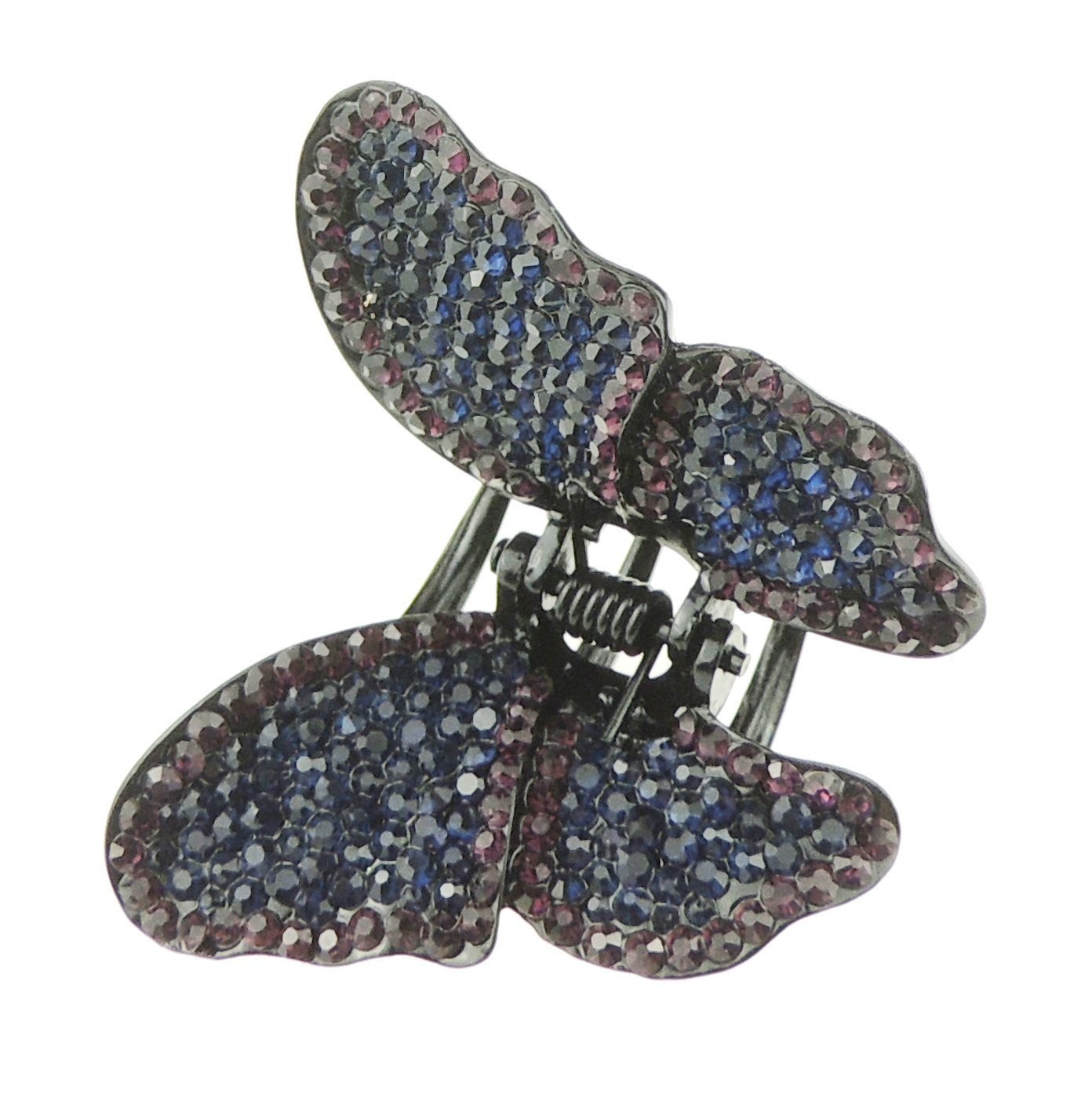 Black Metal Rhinestone Crystal Diamante Crystal Small Hair Claw Clamp Butterfly