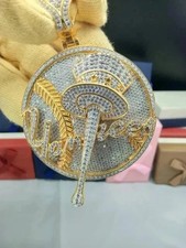 3.50Ct Round Lab Created Diamond Customize Men's Pendant 14K Yellow Gold Plated