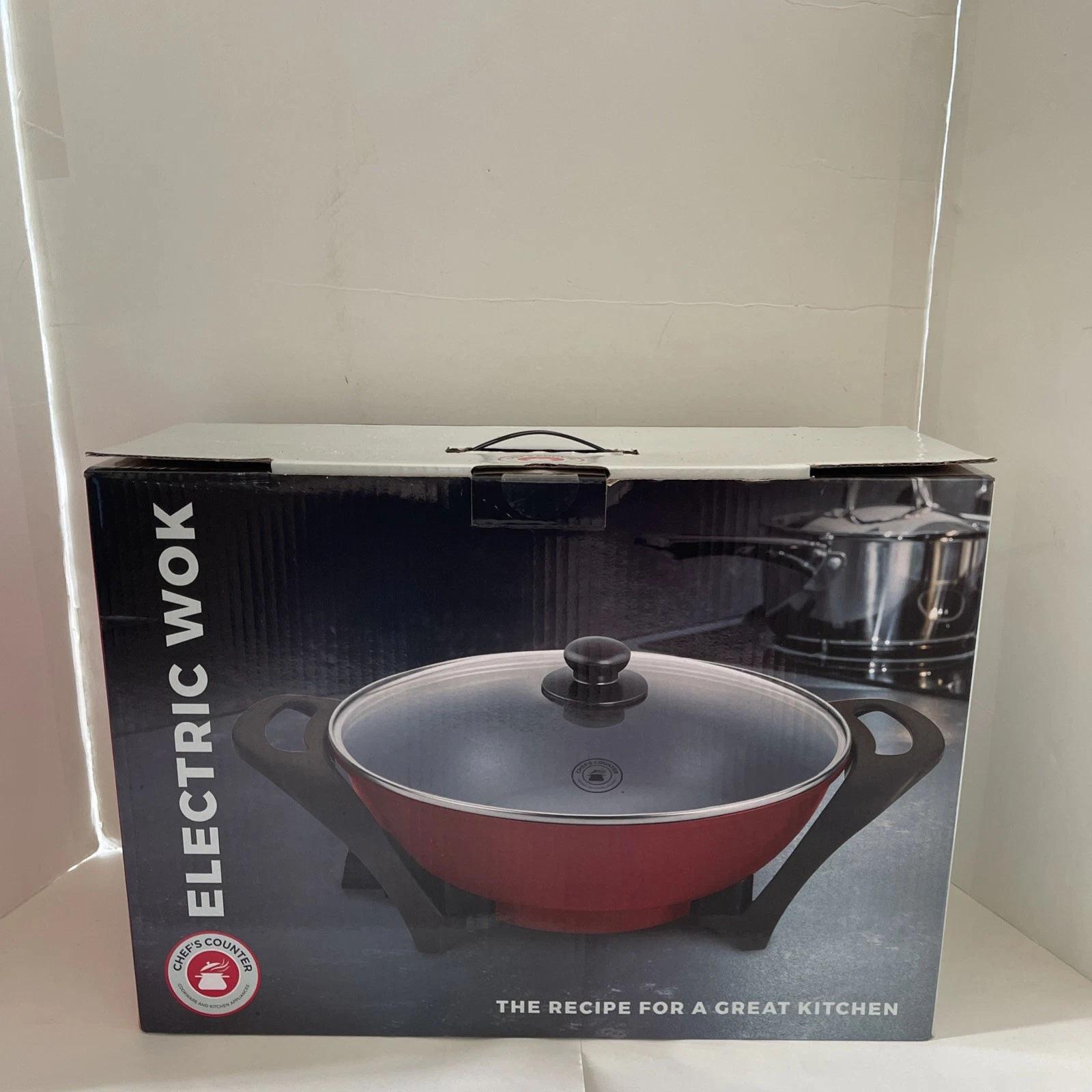 Chef's Counter Electric Wok CC-224 2 Layer Nonstick Coating (red)