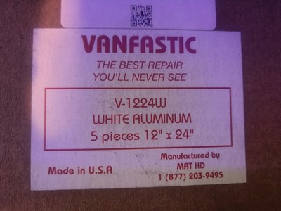 VANFASTIC V-1224W 5 PIECE 12''X24'' WHITE METAL PANEL NEW  IN BOX