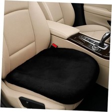 Sheepskin Car Seat Cushion, Soft Faux Fur Auto Seat Cover, Breathable Black