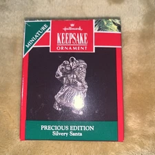 Hallmark Keepsake Christmas Ornament Miniature 1991 Silvery Santa Precious Ed