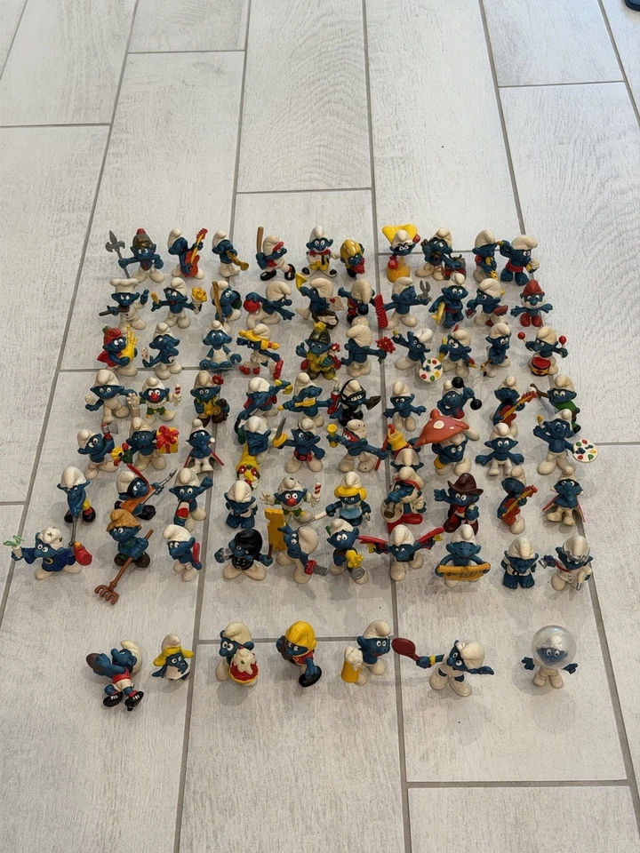 Винтажный Смурфики ПВХ 2» фигурки лот 77 - 60-х, 70-х 1980-х РЕДКАЯ Schleich Peyo - Изображение 2 из 4